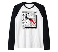 Manga Horror Anime Style Design Giapponese Edgy Ghostly Demon Maglia con Maniche Raglan