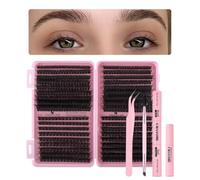 Manga - Kit di extension per ciglia singole professionali, con ciuffetti di ciglia 80D-150D e strumenti per una facile applicazione fai da te, leggere e dall'aspetto naturale