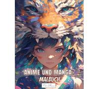 Manga Und Anime Malbuch: 50 japanische Anime-Coloring-Pages mit kunstvollen Gesichtern und Tigermotiven, ansprechenden Designs und Zeichnungen, ideal für Jugendliche, Erwachsene und Kinder