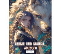 Manga Und Anime Malbuch: 50 niedliche Kawaii-Porträt-Malseiten mit weiblichen Gesichtern und Wölfen für Erwachsene und Kinder, ideal für Anime-Liebhaber zur Entspannung und Förderung der Kreativität.