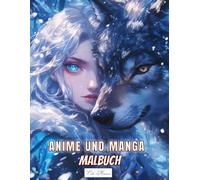 Manga Und Anime Malbuch: 50 niedliche Kawaii-Porträt-Malseiten mit weiblichen Porträts und Wölfen im japanischen Stil für Erwachsene und Kinder, ideal ... Entspannung und Förderung der Kreativität.