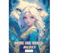 Manga Und Anime Malbuch: 50 niedliche und kunstvolle Kawaii-Porträt-Malseiten mit Gesichtern und Wölfen für Erwachsene und Kinder, ideal für ... Entspannung und Förderung der Kreativität.