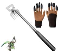 Manganese Steel 5 Tine Weeding Rake, Garden Trowel & 4-Claw Glove Set - Heavy Duty Weeding Giant Tools for Dense Roots, Flower Beds, Potted Plants with Ergonomic Non-Slip Grips