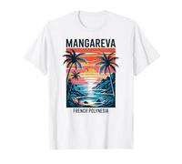 Mangareva Polinesia Francese, Divertente Oceano Tropicale Tramonto Design Maglietta