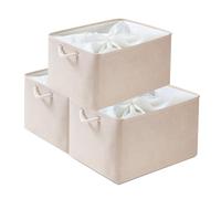 Mangata Cesti Portaoggetti in Tessuto, Scatole per Armadio, Confezione da 3 (Avorio, XL)