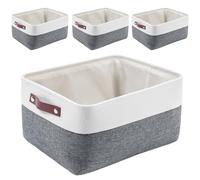 Mangata Cestini portaoggetti in tessuto, colore grigio freddo e bianco (M, confezione da 4)