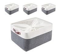 Mangata Cestini portaoggetti, in tessuto, grigio freddo e bianco (XXL, 4 pezzi)