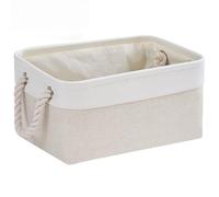 Mangata Contenitore in tessuto, piccolo, lavabile, cestino a cubetti, per armadio, scaffali e vestiti (beige chiaro/bianco, S, 1 set)