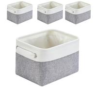 Mangata Contenitori per Armadio 4Pcs, Scatole per Armadio Vestiti, Cesto portaoggetti Tessuto con Manici per Ripiani, Giocattoli (Pieghevole, Grigio (Grigio Bianco, Piccolo)