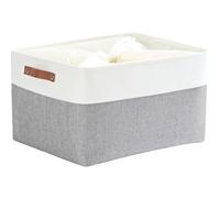 Mangata Jumbo Fabirc - Scatola portaoggetti pieghevole, ispessita, con manici, per scaffali e vestiti (XXL, grigio/bianco)