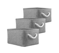 MANGATA Pieghevole Scatola portaoggetti, cesti portaoggetti in Tessuto per Giocattoli/Asciugamani/Scuola/casa/Guardaroba/Ufficio, Confezione da 3 (Grigio, Small)