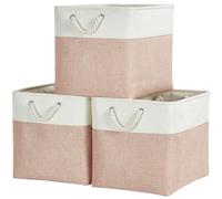 Mangata Scatola portaoggetti (30 x 30 x 30 cm) in tessuto, a cubetti, per armadi, scaffali e vestiti (rosa/bianco, confezione da 3)