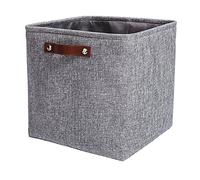 Mangata Scatola Portaoggetti in Tela, Pieghevole Cestino Portaoggetti in Tessuto (33 × 33 × 33 cm) per Giocattoli, Asciugamani e Vestiti (Grigio, 1 Pack)