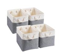 Mangata Scatola portaoggetti in tessuto (25 x 25 x 25 cm), per armadi, scaffali e vestiti (grigio freddo, confezione da 4)
