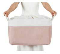 Mangata Scatole di stoccaggio in tessuto morbido, varie dimensioni, cestini rettangolari per scaffali, armadi, giocattoli e vestiti, 45 x 35 x 24 cm, rosa e bianco (XL, 1 unità)