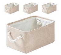 Mangata Scatole Organizer per Armadio in Tessuto, Cestini Portaoggetti con Maniglia, Lavabile, Pieghevole(Avorio, S 4pcs)