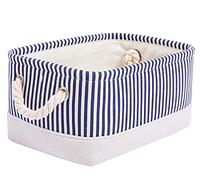Mangata Scatole Organizer per Armadio in Tessuto, Cestini Portaoggetti con Maniglia, Lavabile, Pieghevole(Strisce Blu, S)