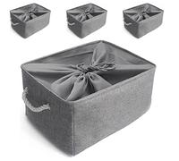 Mangata Scatole Organizer per Armadio in Tessuto, Cestini Portaoggetti con Maniglia, Lavabile, Pieghevole(Grigio, XXL 4pcs)