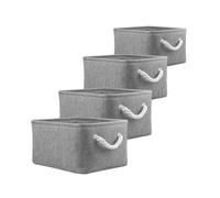 Mangata Scatole Organizer per Armadio in Tessuto, Cestini Portaoggetti con Maniglia, Lavabile, Pieghevole(Grigio, S 4pcs)