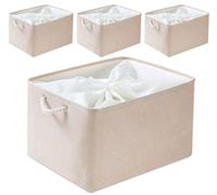 Mangata Scatole Organizer per Armadio in Tessuto, Cestini Portaoggetti con Maniglia, Lavabile, Pieghevole(Avorio, XXL 4pcs)