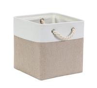 Mangata Scatole per Armadio,Cesto portaoggetti Tessuto, Cestino portaoggetti con Corde, 30 x 30 x 30 cm, per Guardaroba, Armadio, Scaffali (Pieghevole, Bianco Kaki Chiaro)