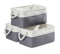 Mangata scatole per Armadio, contenitori per Armadio, Cesto portaoggetti Pieghevole con Manici per Vestiti, Asciugamani, Giocattoli (Piccolo, Set di 3, freddo grigio/bianco)