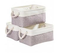 Mangata scatole per Armadio, contenitori per Armadio, Cesto portaoggetti Pieghevole con Manici per Vestiti, Asciugamani, Giocattoli (Piccolo, Set di 3, Bianco Grigio)