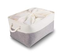 Mangata scatole per Armadio, contenitori per Armadio, Extra Grande Cesto portaoggetti Pieghevole con Manici per Vestiti, Asciugamani, Giocattoli (50x40x30 cm, Bianco Grigio)