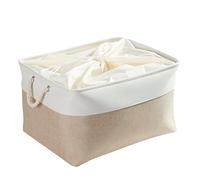 Mangata scatole per Armadio, contenitori per Armadio, Extra Grande Cesto portaoggetti Pieghevole con Manici per Vestiti, Asciugamani, Giocattoli (50x40x30 cm, Bianco Cachi)