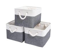 Mangata scatole per Armadio Grande, contenitori per Armadio, Cesto portaoggetti Pieghevole con Manici per Vestiti, Asciugamani, Giocattoli (Pieghevoli, Set di 3, freddo grigio/bianco)