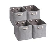 Mangata Scatole per Armadio Tessuto, 33 x 38 x 33cm Scatola Porta Oggetti,Cestini in Tessuto di Grandi Dimensioni(Grigio, Confezione da 3)