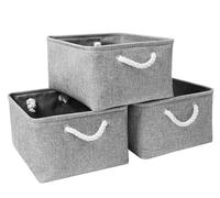 Mangata scatole pieghevoli portaoggetti, cestini portaoggetti tela, confezione da 3 (Grigio, Medium)