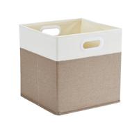 Mangata Scatole portaoggetti, 25x25x25 cm, cestini pieghevoli in tessuto per cesti per abiti, cestini, cassapanche, giocattoli (Bianco kaki chiaro)