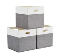 Mangata Scatole portaoggetti, 30 x 30 x 30 cm, 3 pezzi, cesti in tessuto pieghevoli per cesti per abiti, cassapanche, giocattoli (GRIGIO BIANCO)