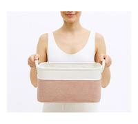 Mangata Scatole portaoggetti in tessuto morbido, multi-taglie, cestini contenitori rettangolari per scaffali, armadi, giocattoli e vestiti, 31 x 21 x 16 cm, rosa e bianco (piccolo, 1 confezione)