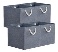 Mangata Scatole portaoggetti pieghevoli, 33 x 38 x 33 cm Cubi portaoggetti con manici in corda, grande scatola in tessuto per cubo da scaffale, organizer per vestiti, grigio freddo