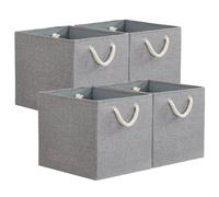 Mangata Scatole portaoggetti pieghevoli, cubi portaoggetti 33 x 38 x 33 cm con manici in corda, grande scatola in tessuto per cubo da scaffale, organizer per vestiti, grigio