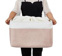 Mangata Scatole portaoggetti rettangolari in tessuto, varie dimensioni, cestini in materiale per scaffali, armadi, giocattoli e vestiti, 50 x 40 x 30 cm, rosa e bianco (XXL, 1 unità)
