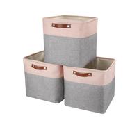 Mangata Tessuto Cestino portaoggetti 30cm (Grigio/Rosa, 30 * 30-3pcs)