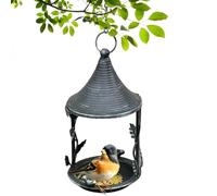 Mangeoire à oiseaux suspendue vintage - Plateau en fer forgé en détresse, décor de cour rustique | Station d'alimentation extérieure pour la faune, pour jardin extérieur, balcon, cour, porche, Patio,