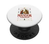 Manger Things - Presepe natalizio cristiano divertente PopSockets PopGrip Adesivo