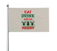Mangia, Bevi E Sii Felice Per Il Natale Garden Flag Con 2 Occhielli Bandiere Da Giardino Divertente Bandiera Da Cortile Per Fattoria Esterni Interni 90X150Cm