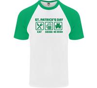 Mangia Bevi Sii Irlandese Maglietta Baseball S/S Per Uomo Di San Patrizio
