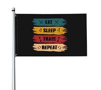 Mangia Dormi Allenati Ripeti Bandiere Da Giardino Durevole Garden Flag Divertente Bandiera Da Cortile Per Patio Interni Esterni 90X150Cm