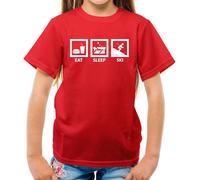 Mangia Dormi Scia - Maglietta Per Bambini - Sciatore Sport Hobby Vacanza Inverno