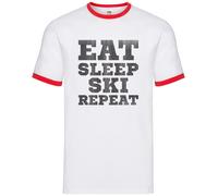 Mangia Dormi Scia Ripeti - Ringer Uomo - Sciatore Sciando Vacanza Invernale