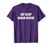 Mangia Dormi Spiaggia Ripeti Maglietta, Uomo, Viola, 3XL