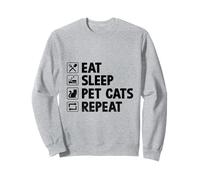 Mangia Dormire Animale domestico Gatti Ripeti Amante Gatto Felino Pet Miao Amore Gatto Felpa