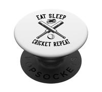 Mangia il sonno del cricket ripetuto | Bat Cricket PopSockets PopGrip Adesivo