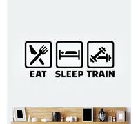 Mangia il sonno treno adesivi da parete poster allenamento fitness motivazione camera da letto decorazione camera da letto decorazione murale 42 x 16 cm